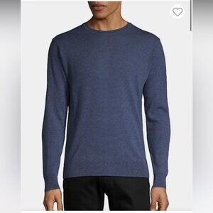 Black Brown 1826 Black NEW Extra Fine Merino Wool Crew Neck Sweater Knit Soft L